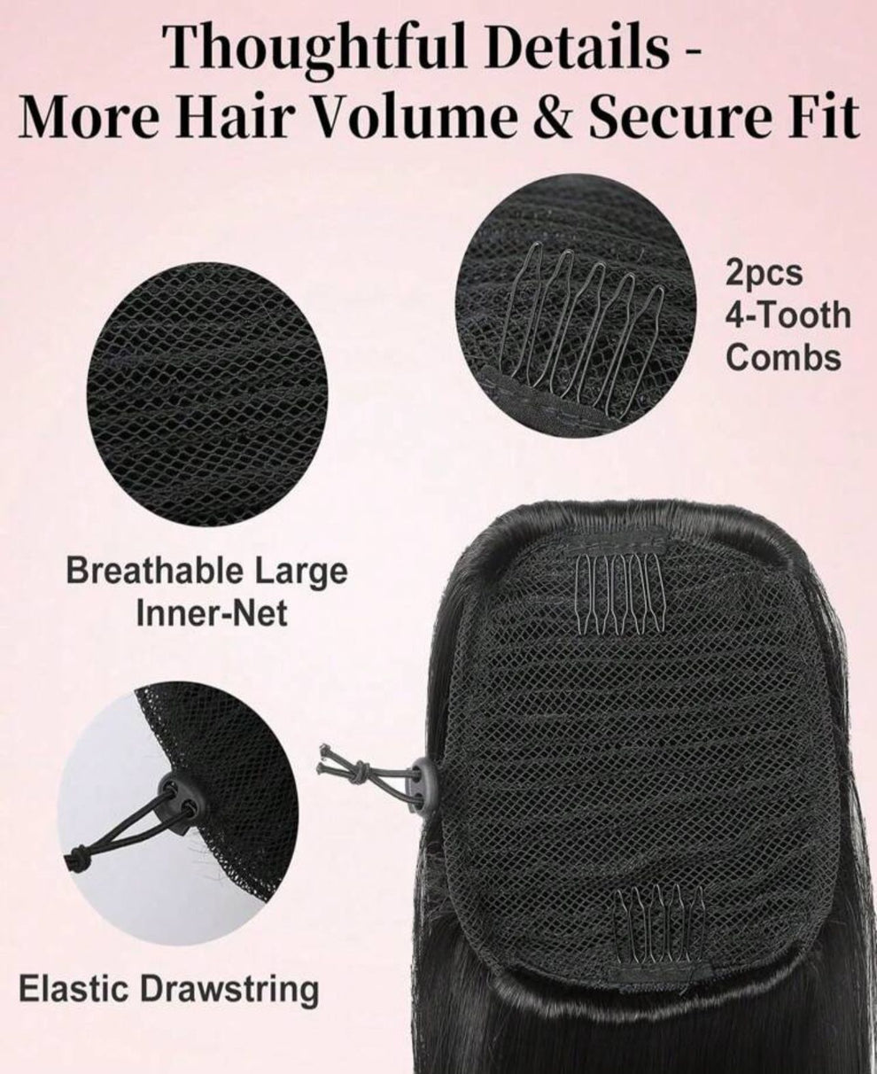 Drawstring Ponytail Water Wave Synthetic Hair Clip in Hair